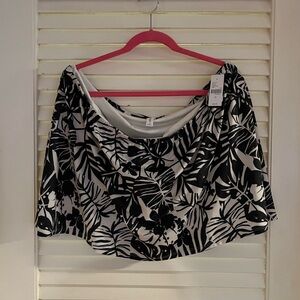 Lane Bryant Black and White Tropical Swim skirt with brief